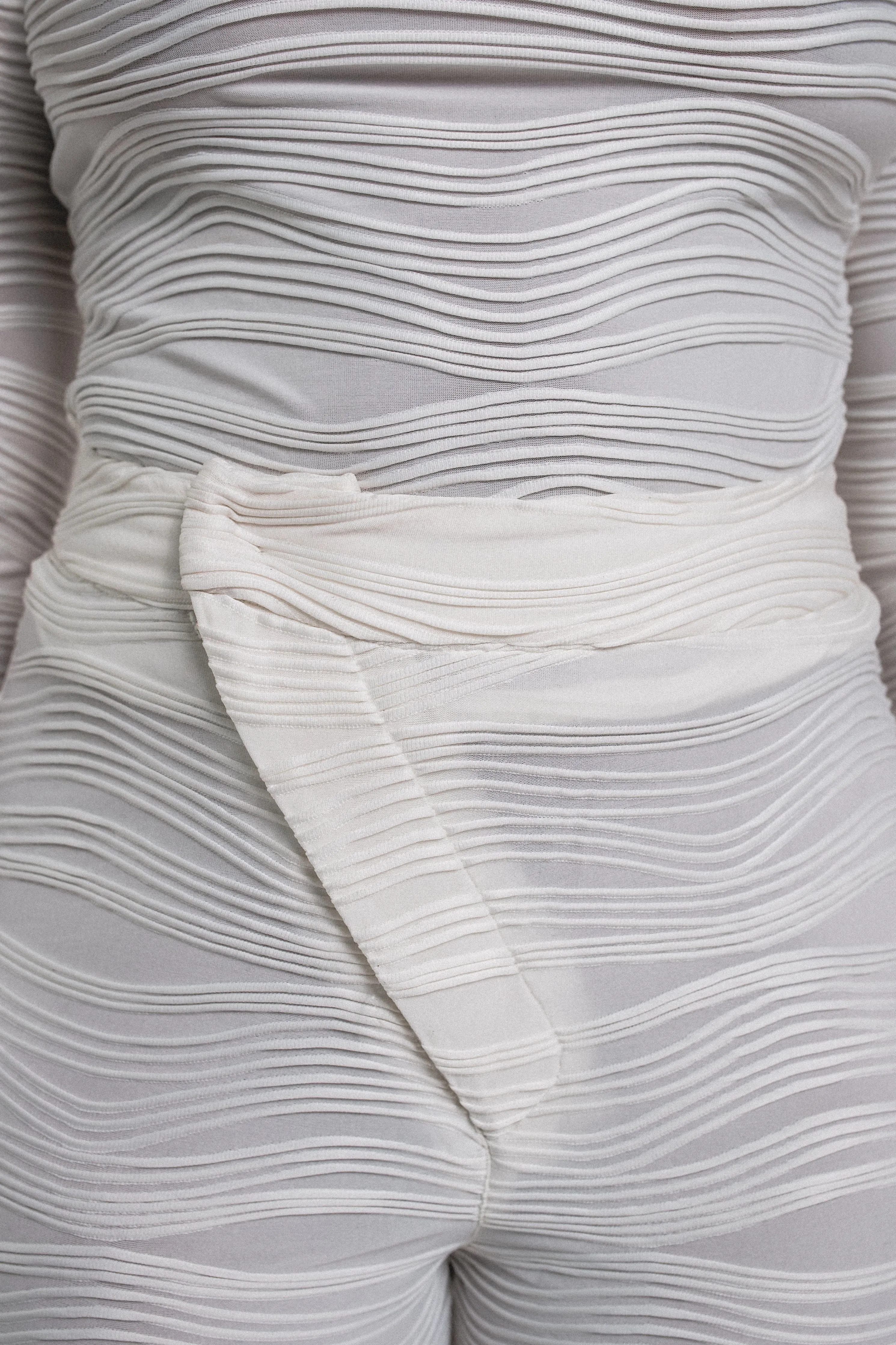 Textured Side Zip Pants | White