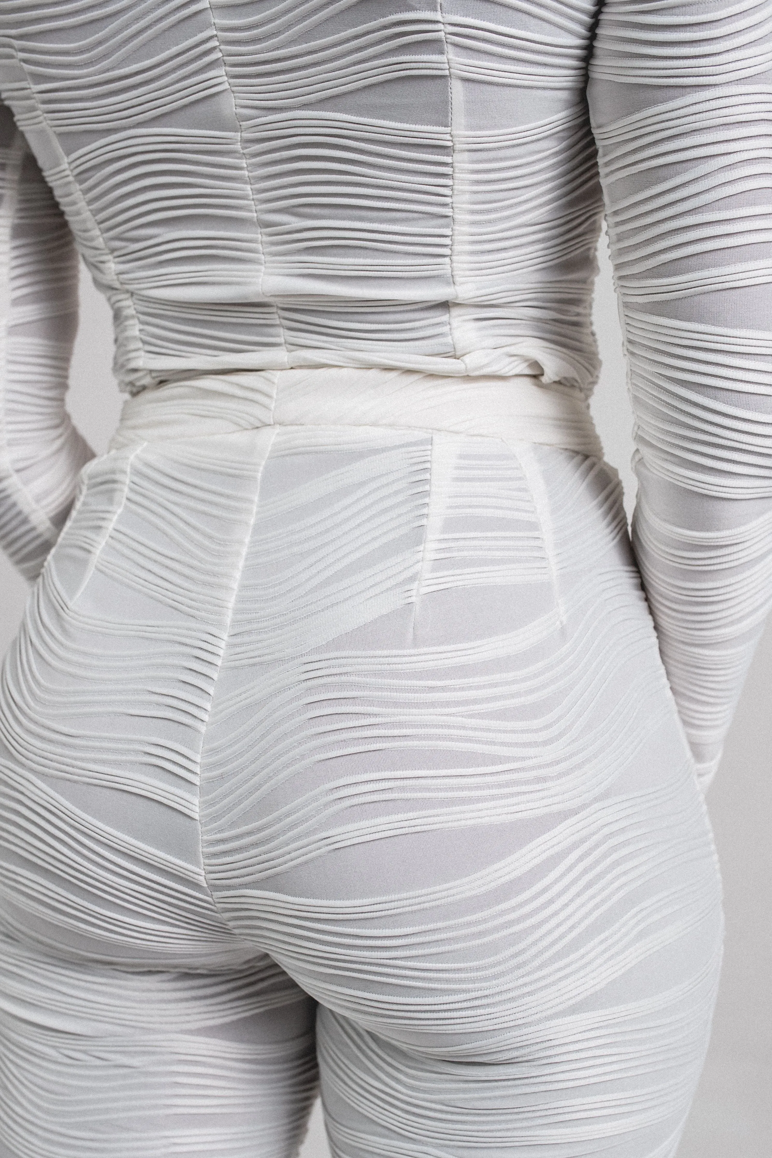 Textured Side Zip Pants | White