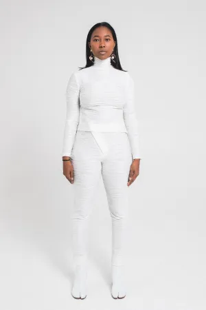 Textured Side Zip Pants | White