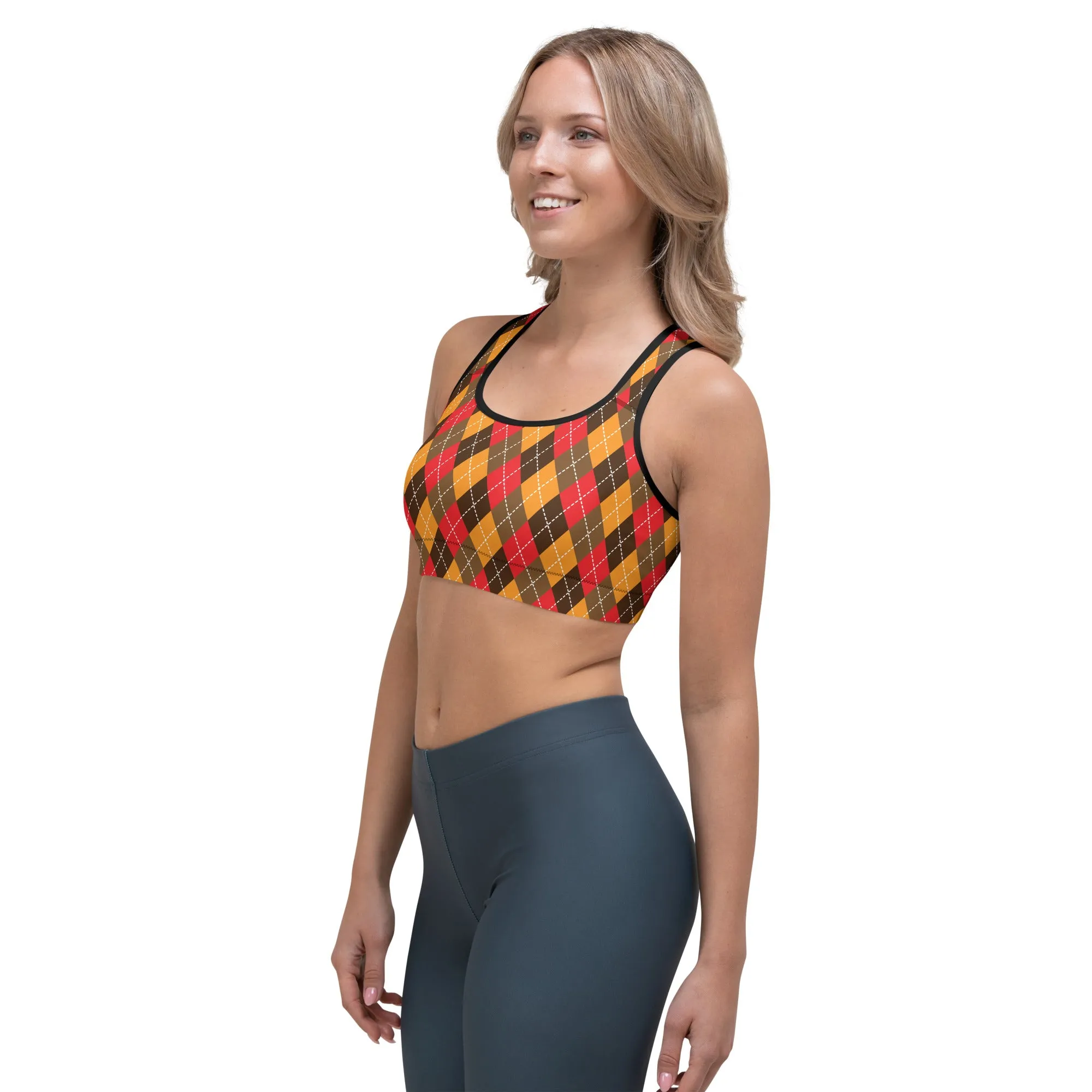 Thanksgiving Argyle Sports bra
