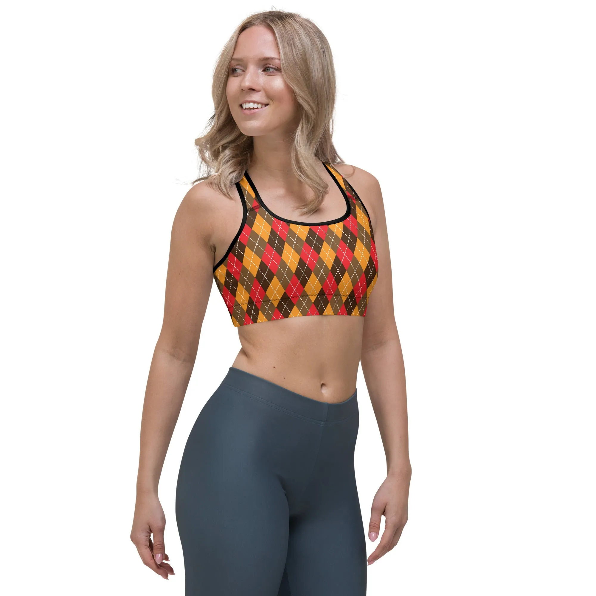 Thanksgiving Argyle Sports bra