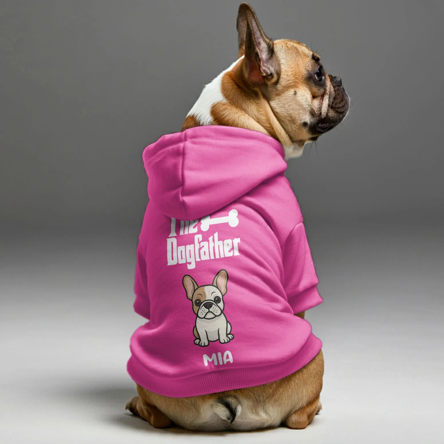 The Dogfather - Personalized French Bulldog hoodies with funny quotes, custom name, and custom clipart matching your Frenchie's color – Stylish, Cozy, and Premium 100% Cotton