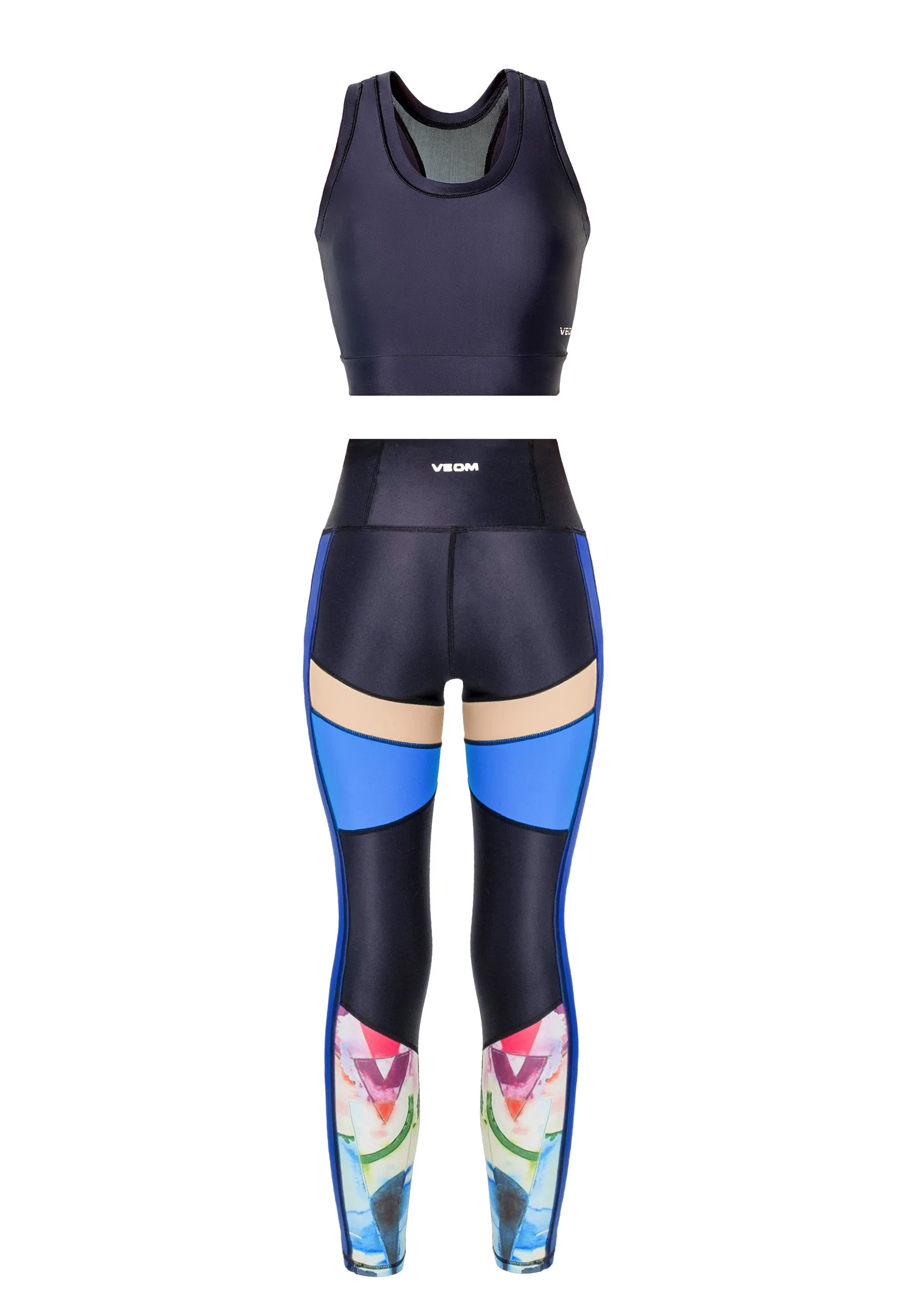 The Ultimate Blue and Beige Set - Leggings and Bra