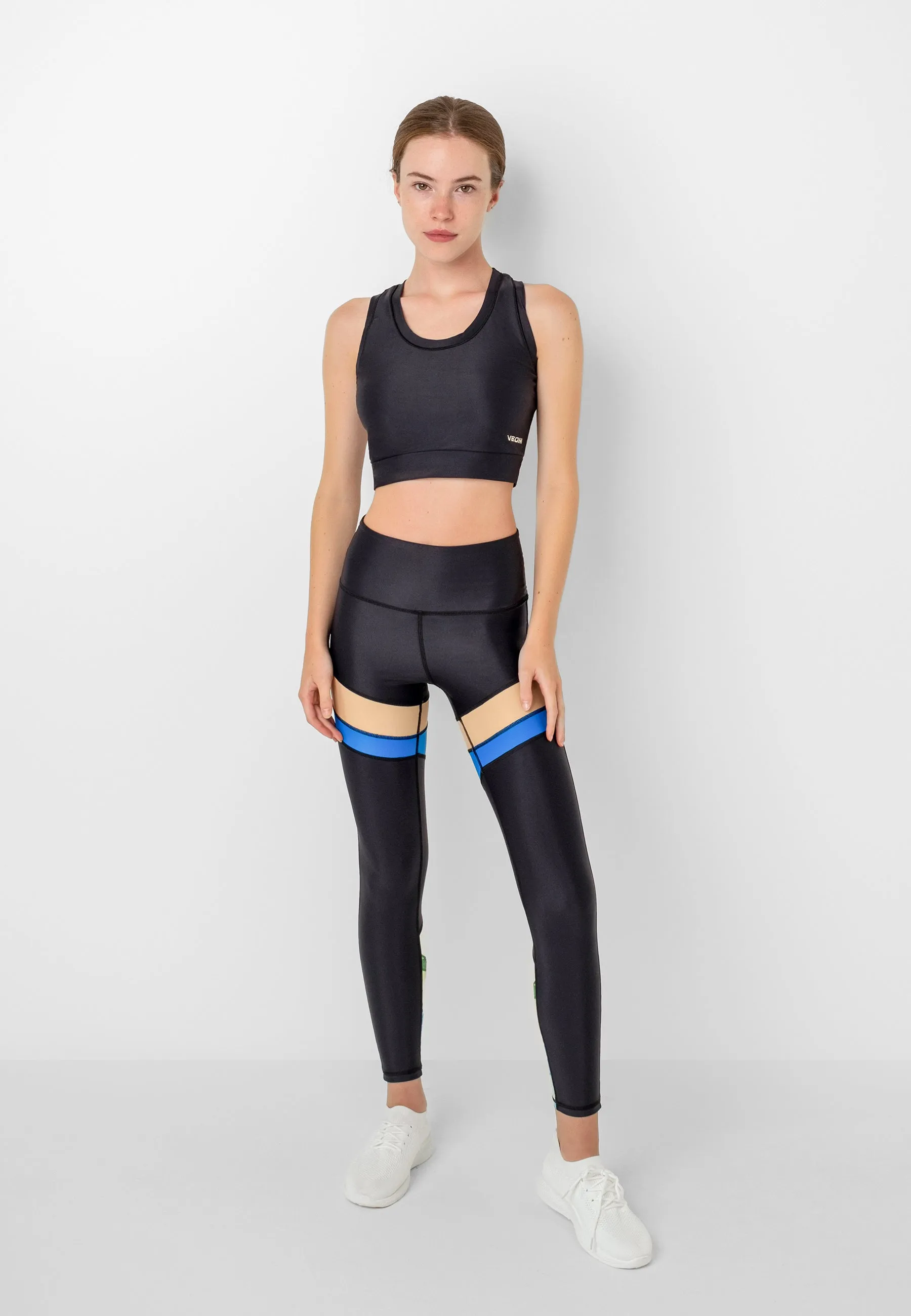 The Ultimate Blue and Beige Set - Leggings and Bra