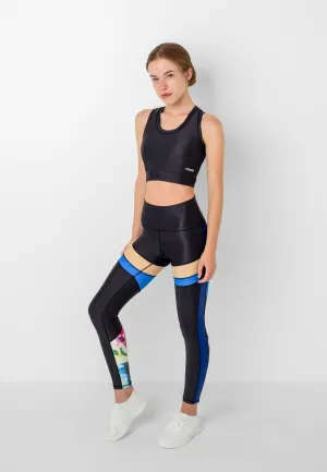 The Ultimate Blue and Beige Set - Leggings and Bra