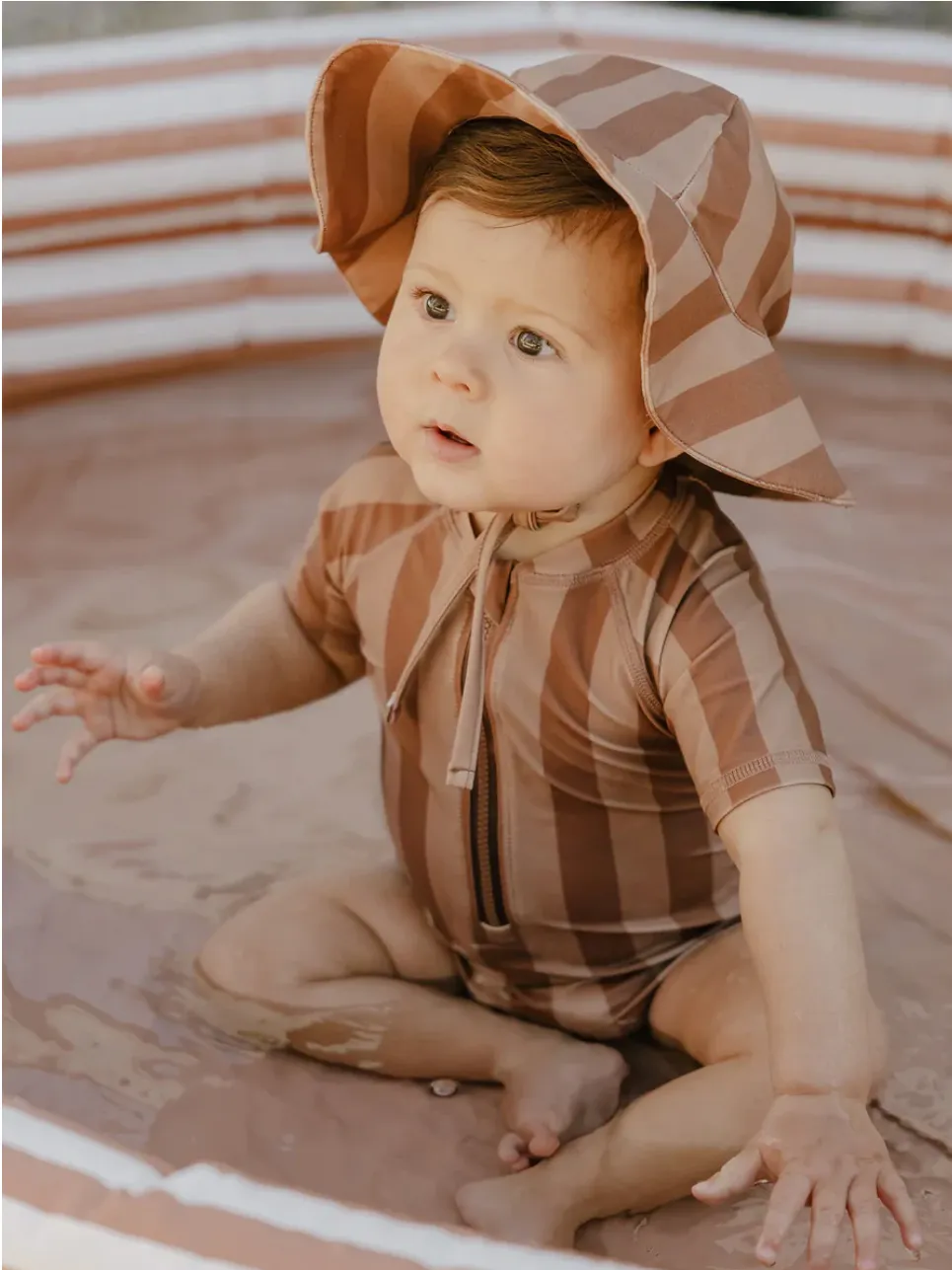 The Zip Rashguard by Quincy Mae - Retro Stripe - BABY