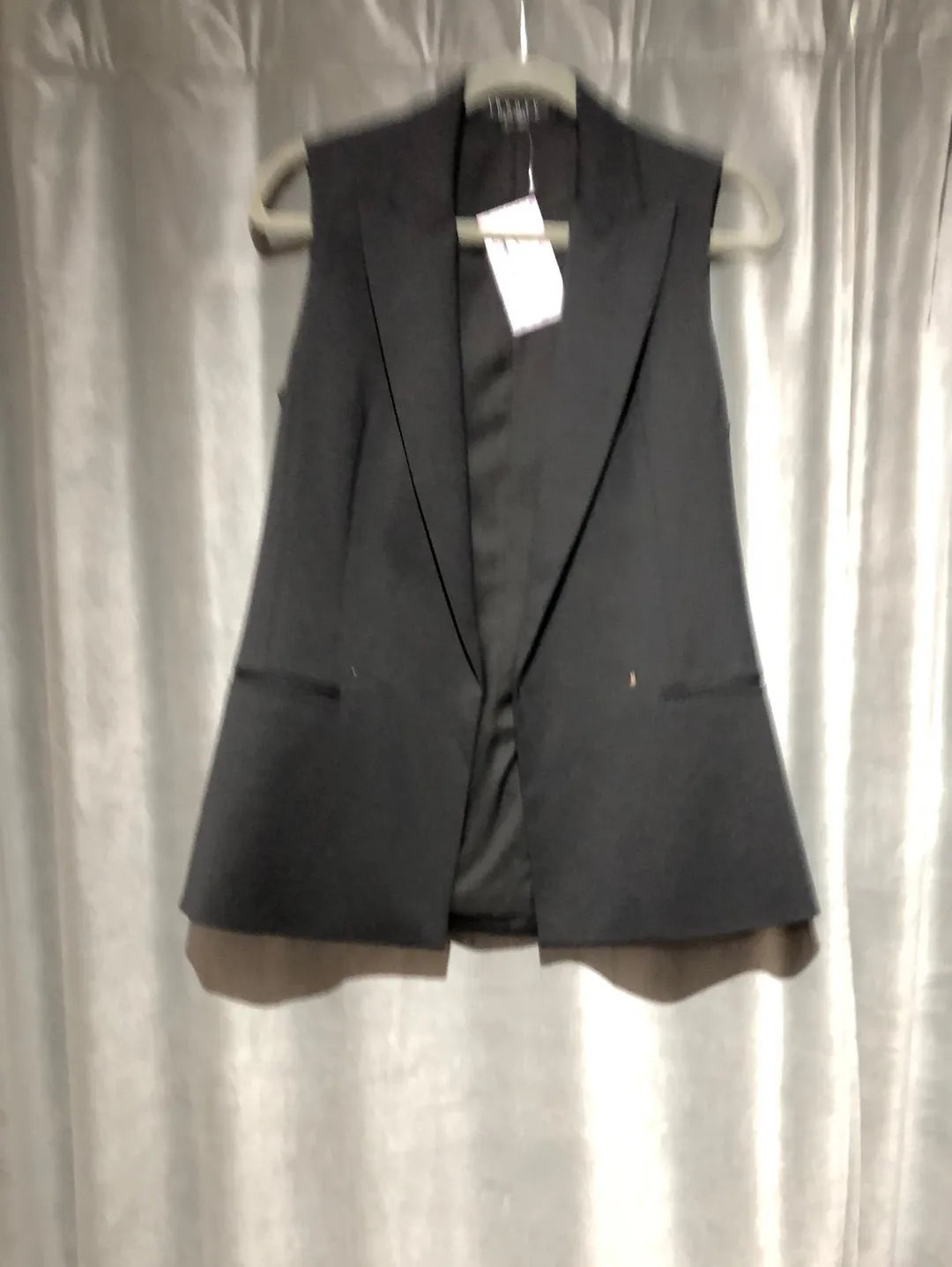 Theory Black Virgin Wool Collared Vest