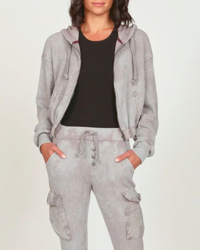 Thermal Washed Zip Up Hoodie
