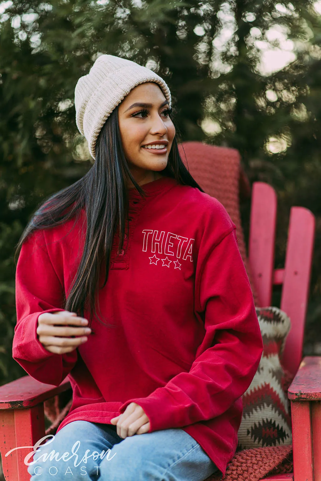 Theta Red Simple PR Henley