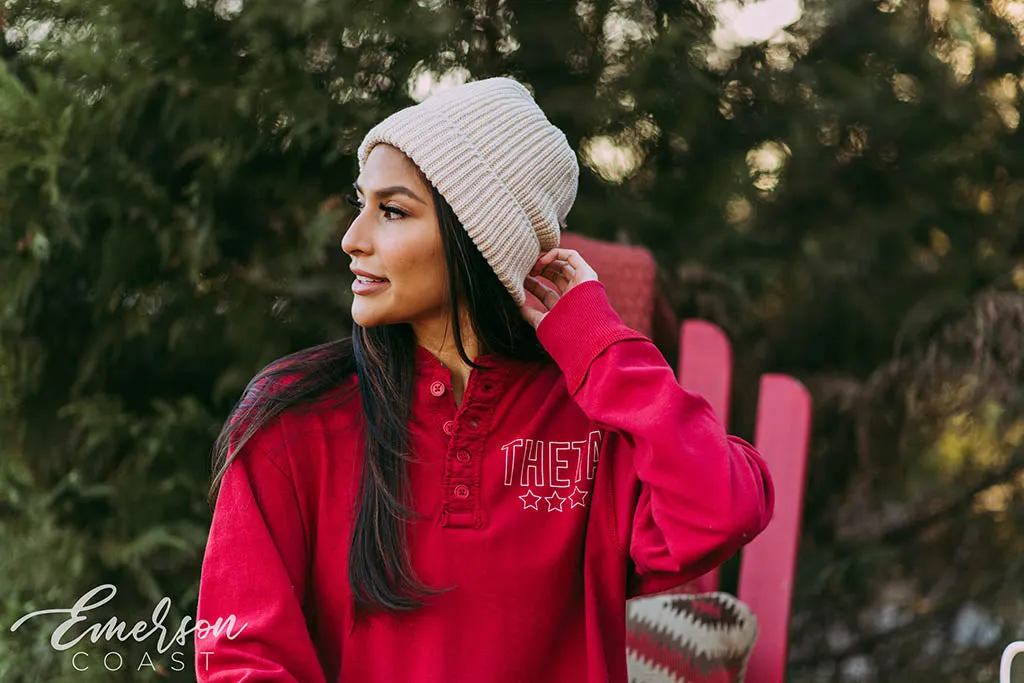 Theta Red Simple PR Henley