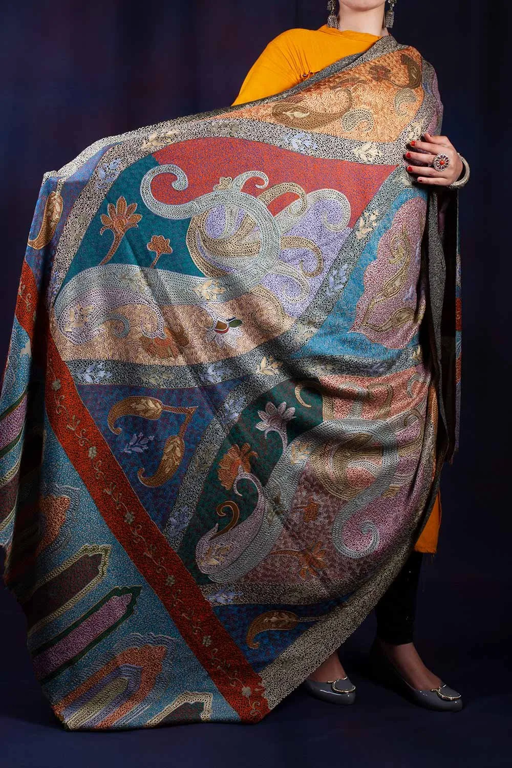Thread Work Jamawar Shawl