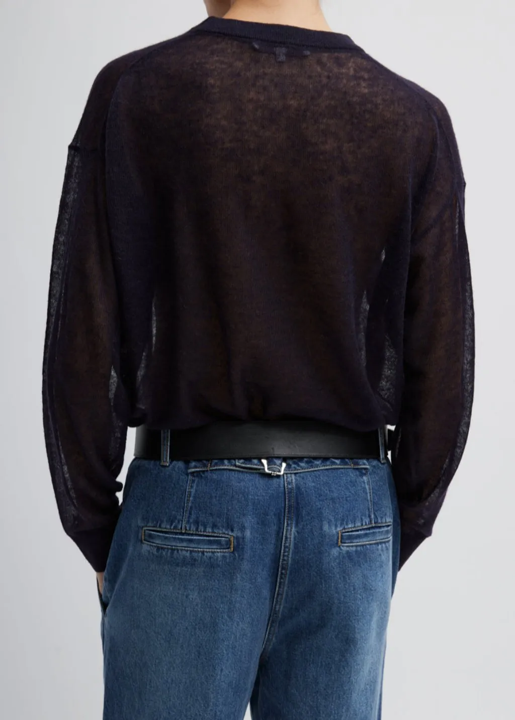 Tibi Sheer Sweater Crewneck Easy Pullover