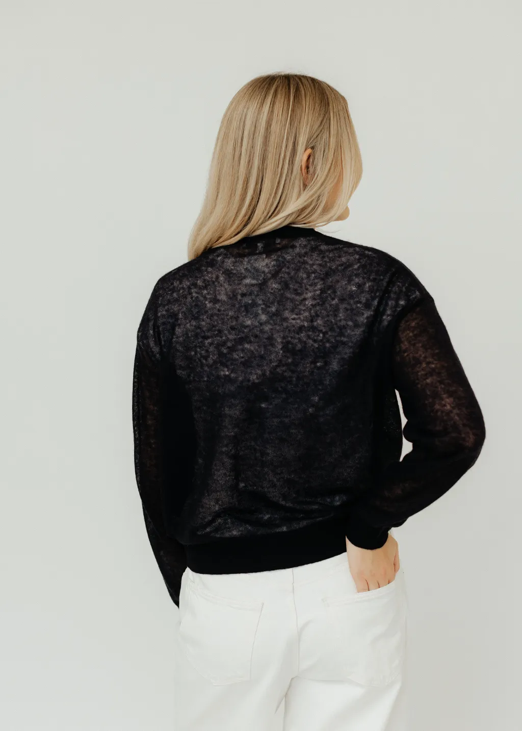 Tibi Sheer Sweater Crewneck Easy Pullover