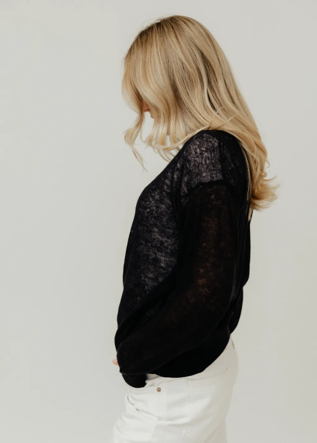 Tibi Sheer Sweater Crewneck Easy Pullover