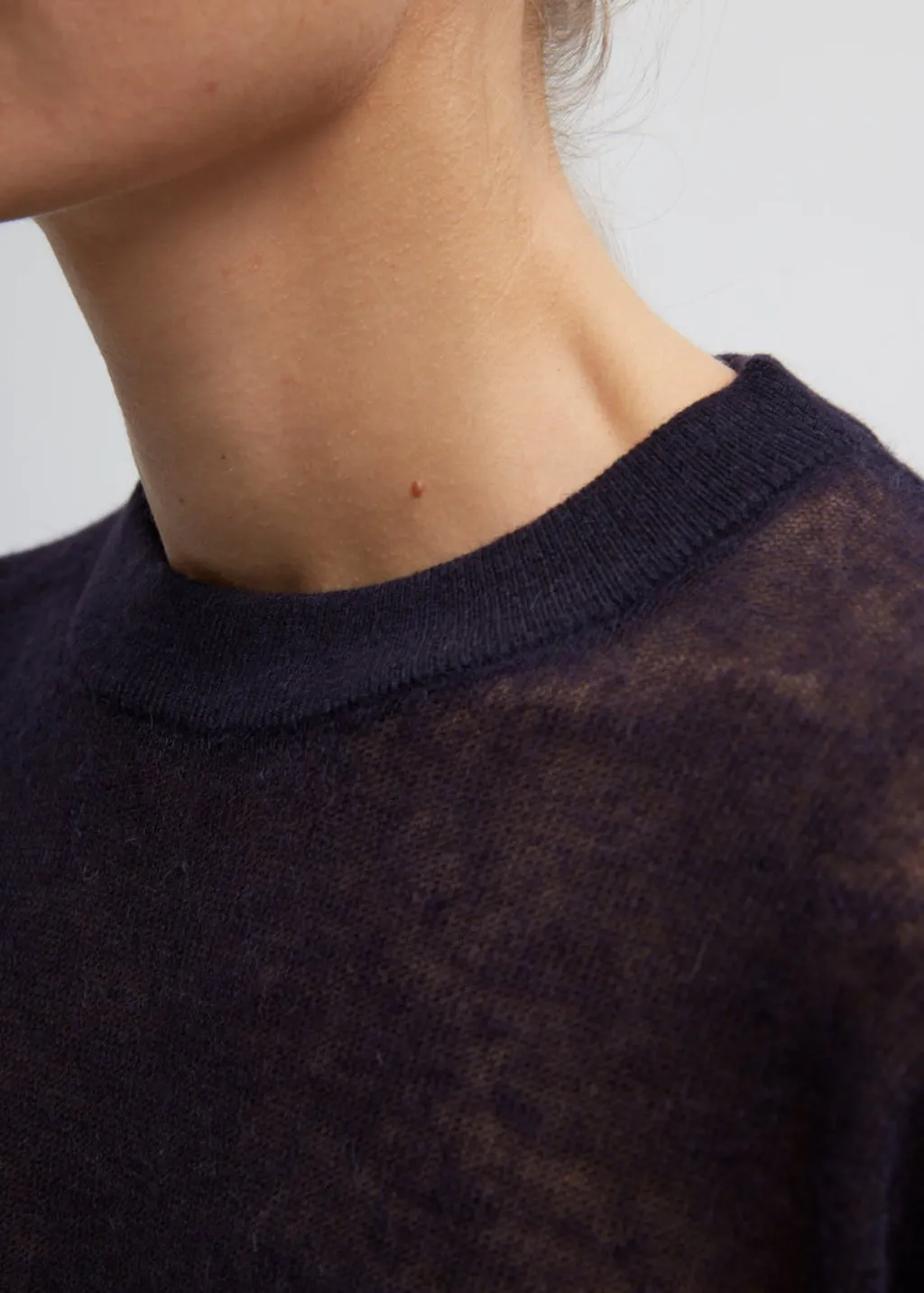 Tibi Sheer Sweater Crewneck Easy Pullover