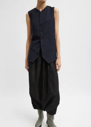 Tibi Tropical Wool Easy Vest in Navy