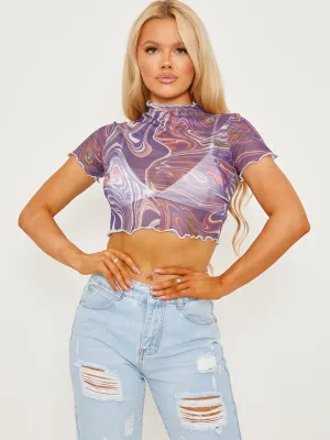 Tie-Dye Mesh Crop Top