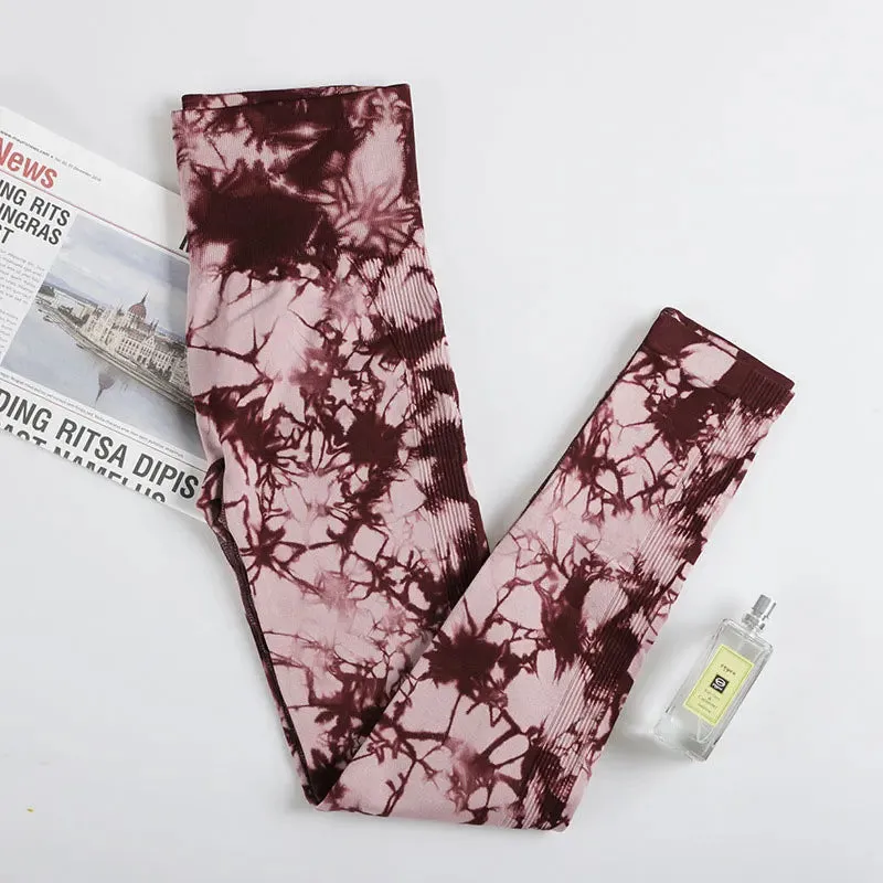 Tie Dye Seamless High Waist Yoga Pants - Push Up Women's Sport Leggings