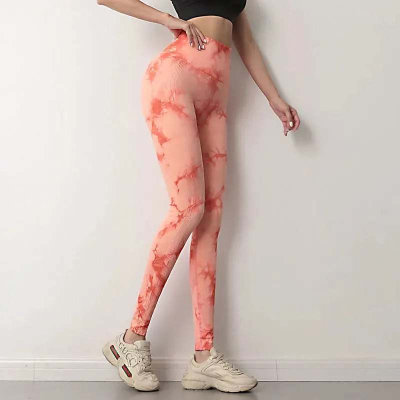 Tie Dye Seamless High Waist Yoga Pants - Push Up Women's Sport Leggings