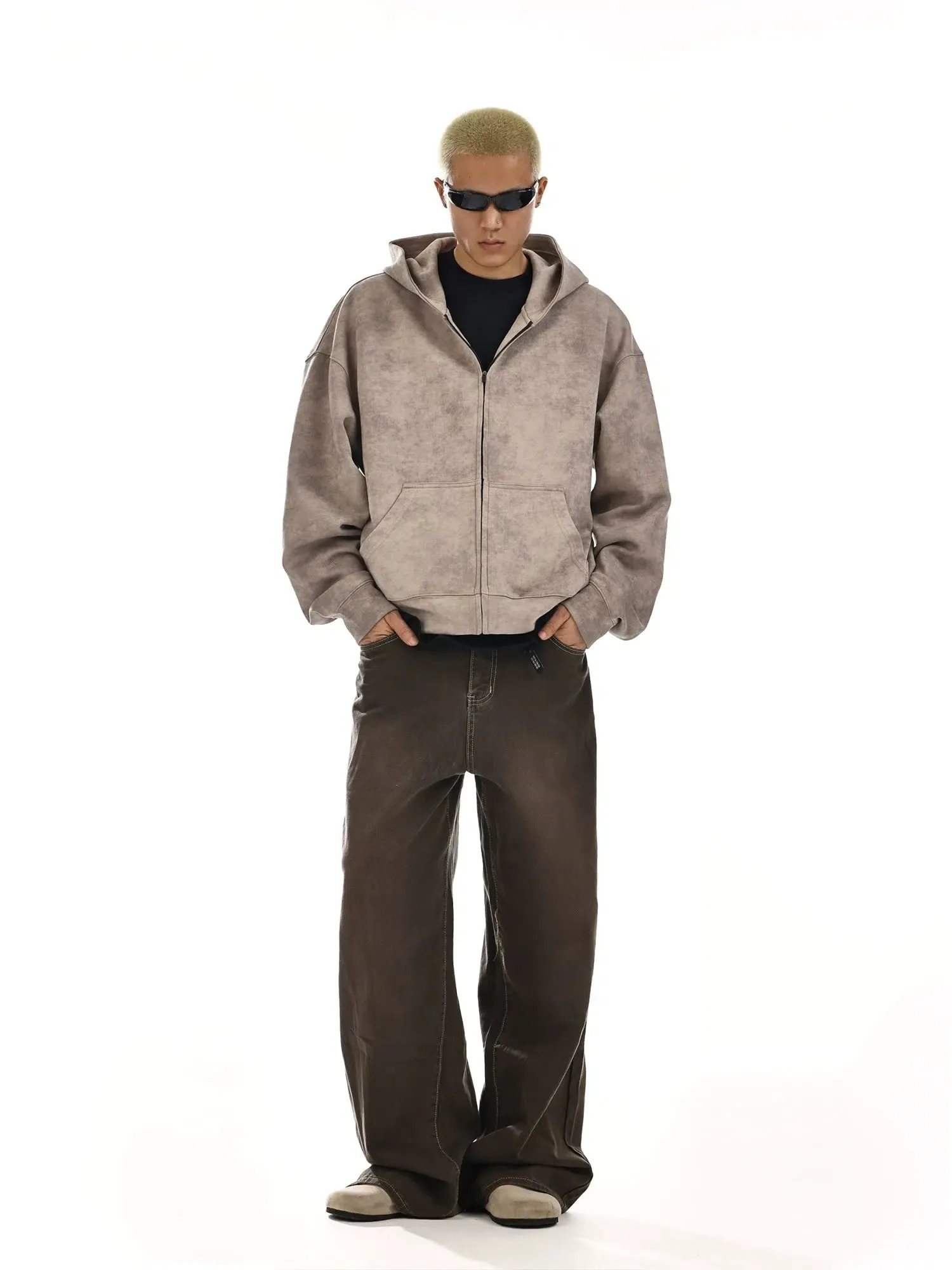 Tie-dyed Zip-Up Hoodie with Hood