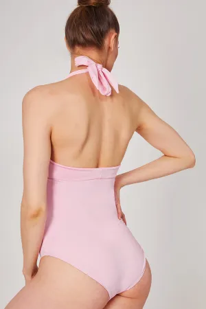 Tie Halter Control Elite Swimsuit Pink