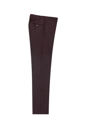 Tiglio Luxe Burgundy Flat Front, Pure Wool Modern Fit Dress Pants 2560
