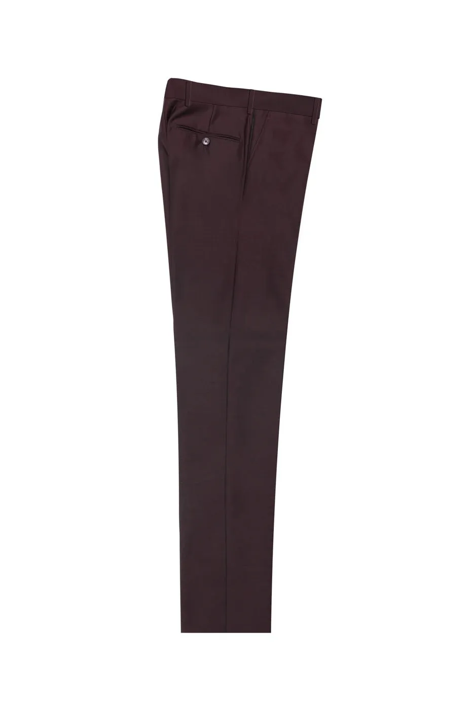 Tiglio Luxe Burgundy Flat Front, Pure Wool Modern Fit Dress Pants 2560