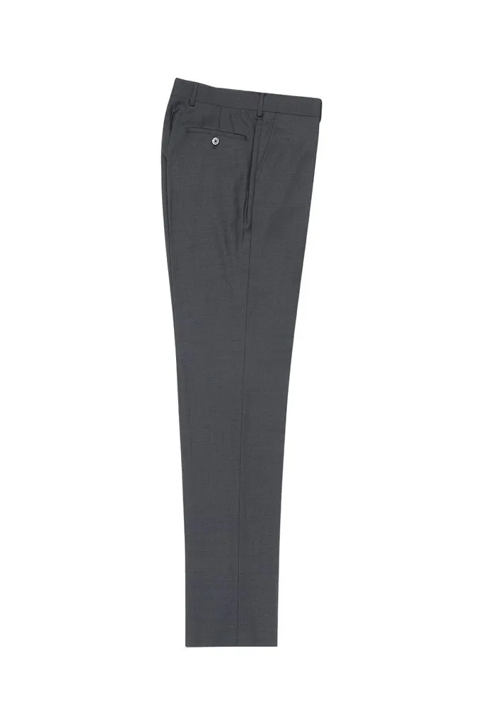 Tiglio Luxe Gray Flat Front, Pure Wool Modern Fit Dress Pants 2560 TIG1008