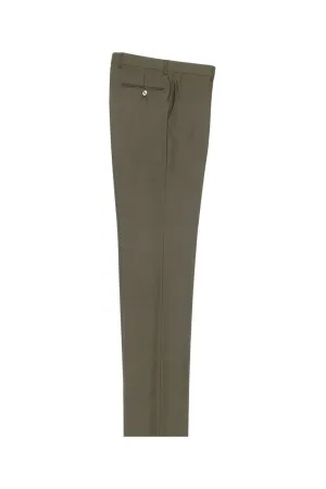 Tiglio Luxe Olive Flat Front, Pure Wool Modern Fit Dress Pants 2560