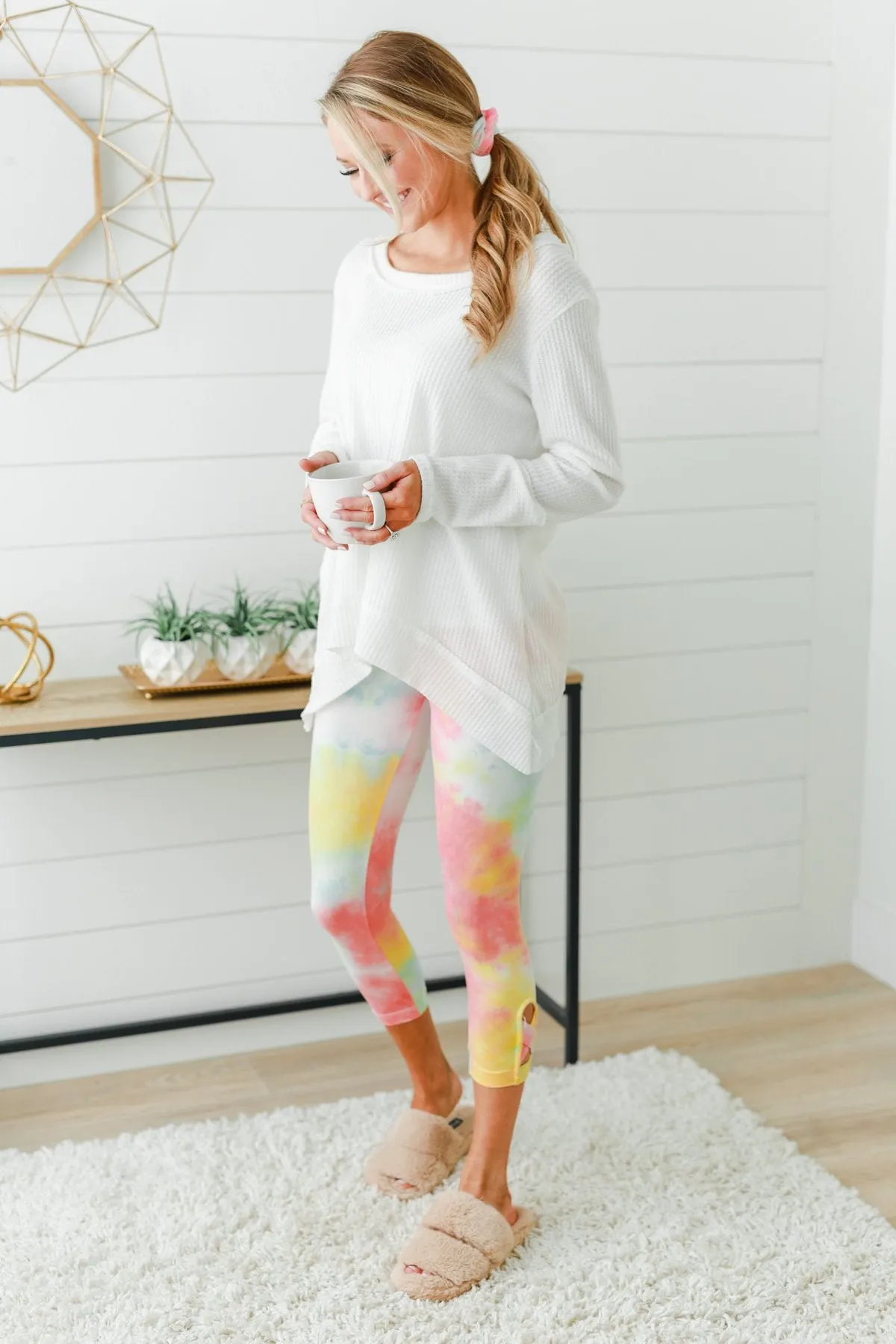 Time And Time Again Long Sleeve Thermal Top- White