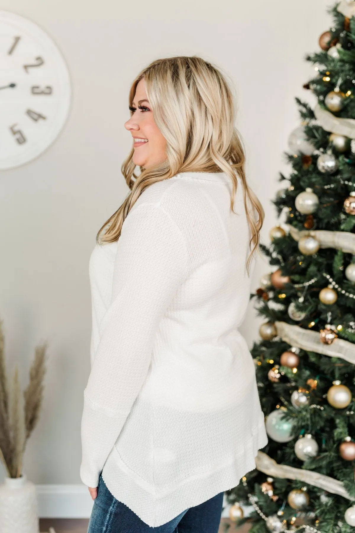 Time And Time Again Long Sleeve Thermal Top- White