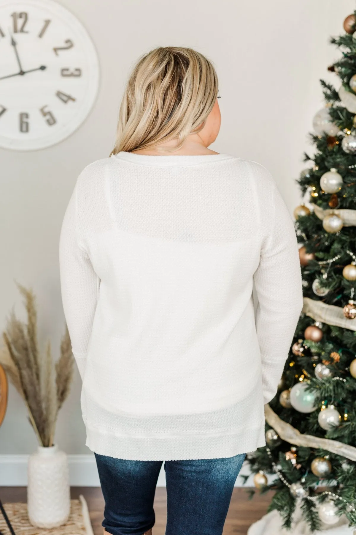 Time And Time Again Long Sleeve Thermal Top- White