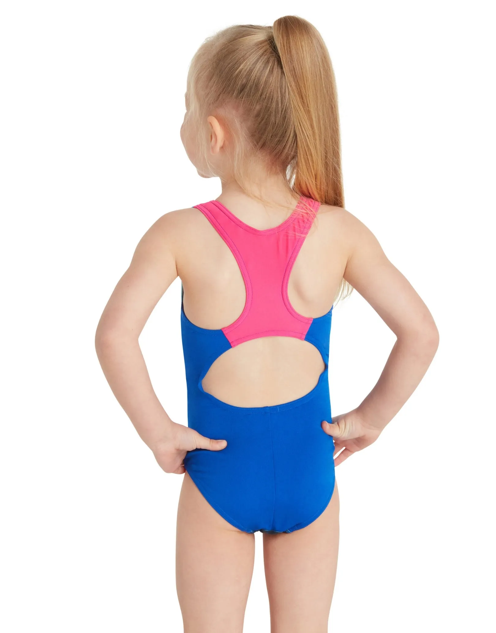 Tots Girls Sea Horse Actionback Swimsuit - Blue/Pink