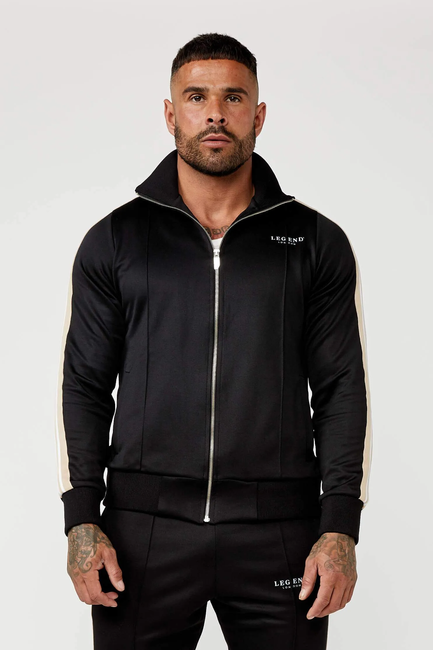 Track Jacket w/ Side Stripe - Black