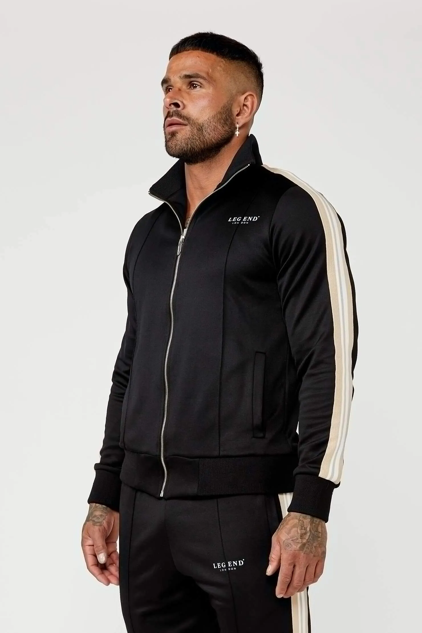 Track Jacket w/ Side Stripe - Black