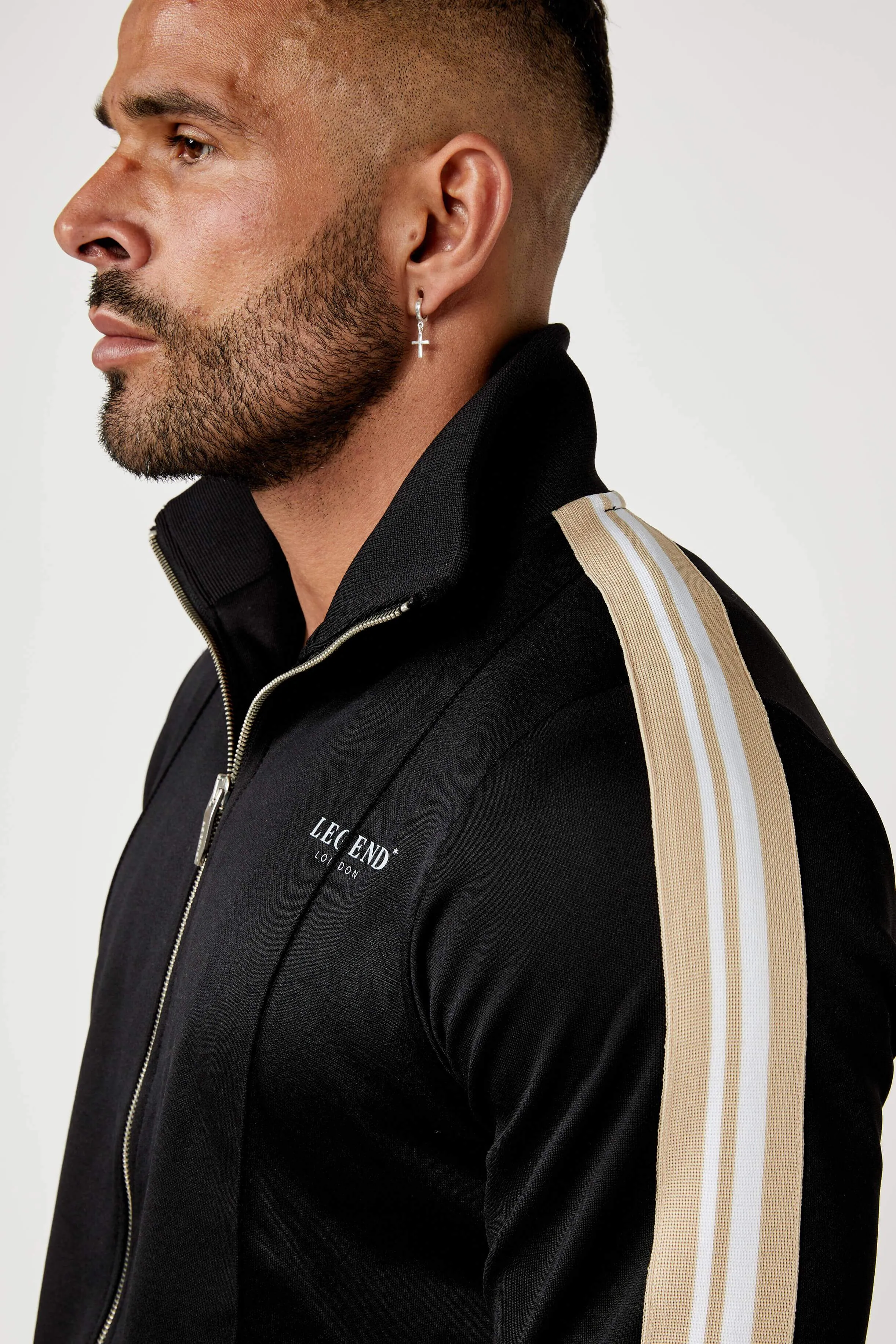 Track Jacket w/ Side Stripe - Black