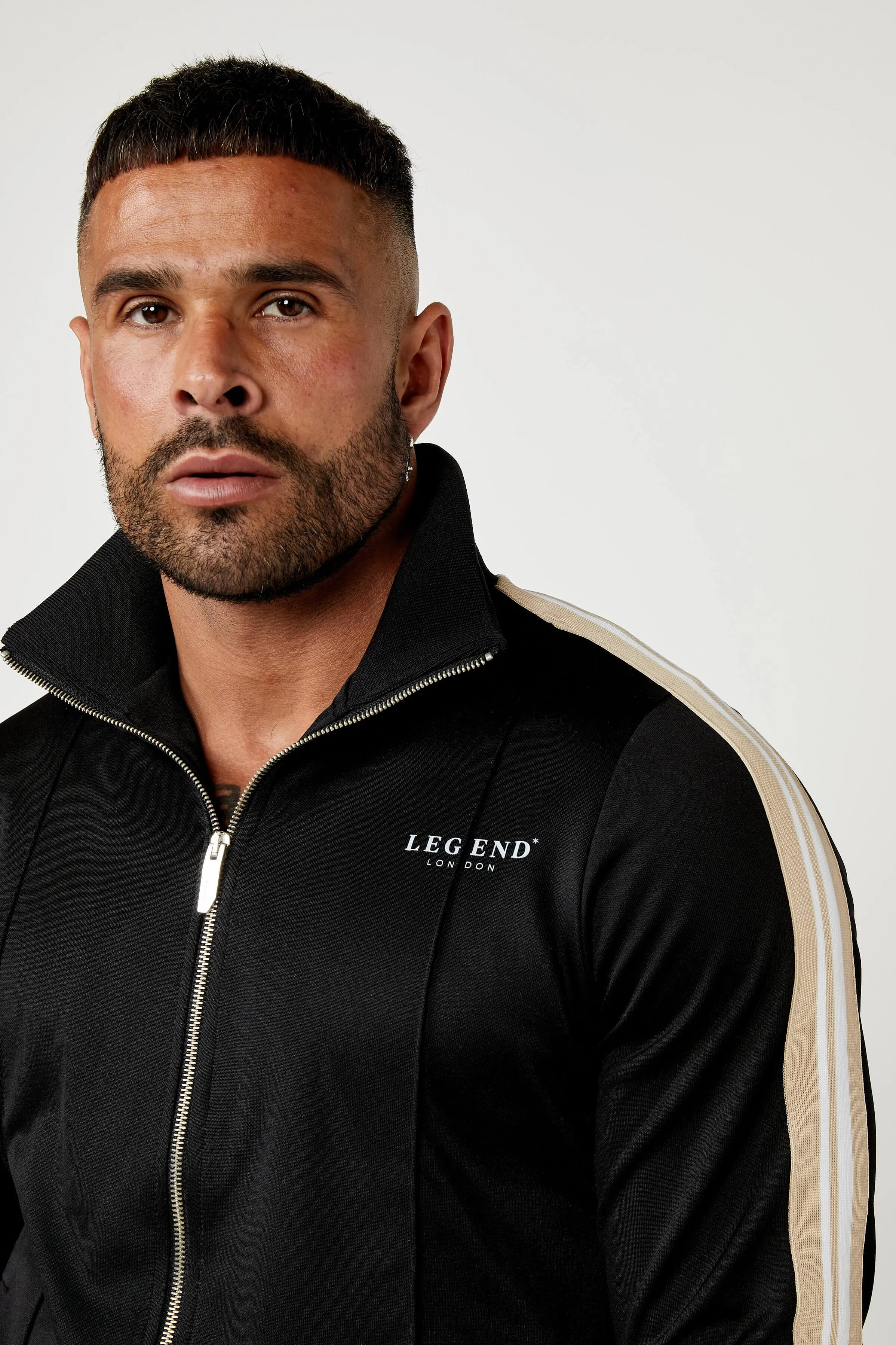 Track Jacket w/ Side Stripe - Black