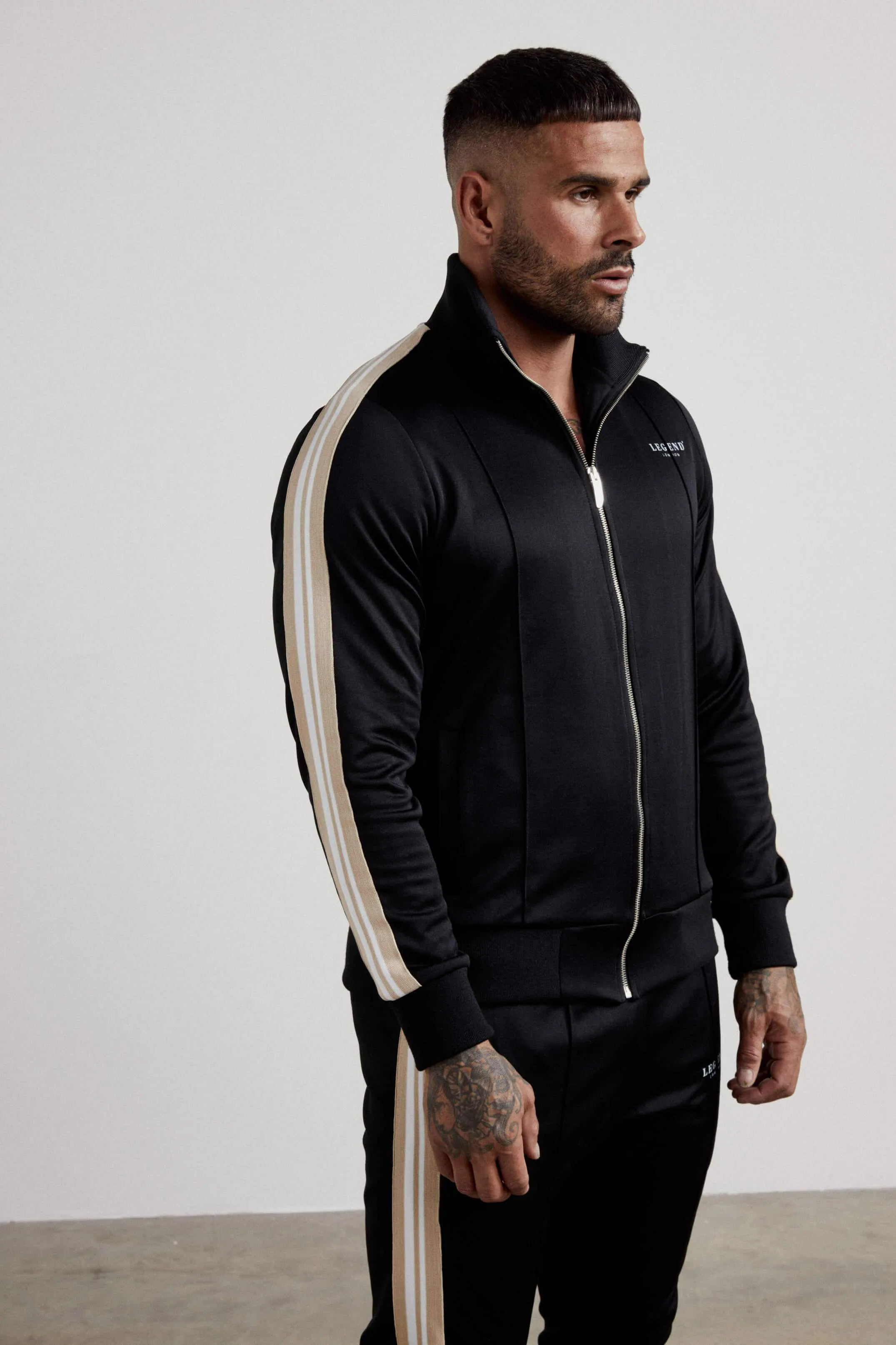 Track Jacket w/ Side Stripe - Black
