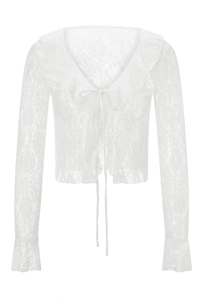 TS3219 Lace Crop Shirt Top