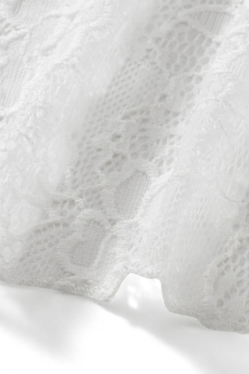 TS3219 Lace Crop Shirt Top