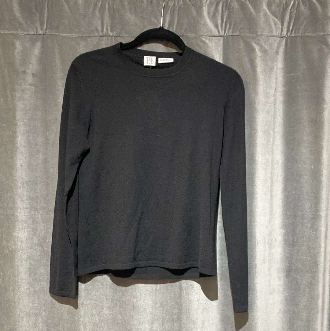 TSE Black Crew Neck Wool Sweater