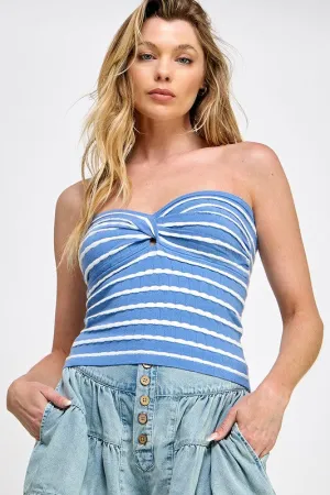 Twist Front Stripe Tube Top