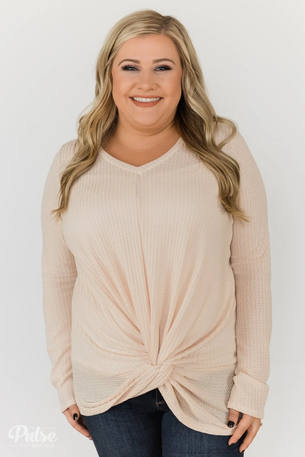 Twist of Something Special Thermal Top- Cream