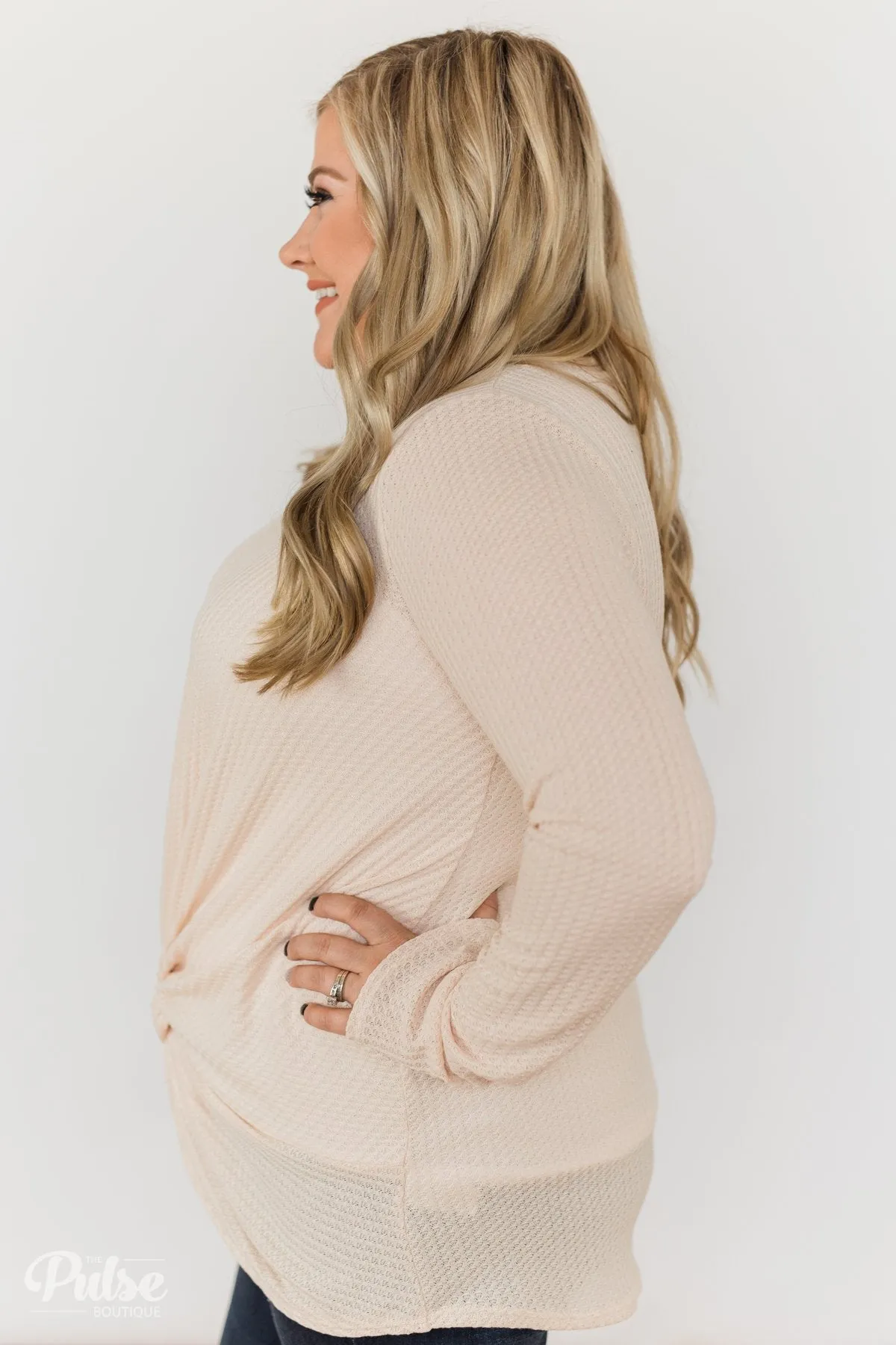 Twist of Something Special Thermal Top- Cream