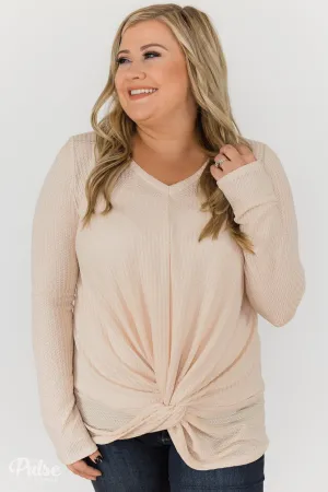 Twist of Something Special Thermal Top- Cream