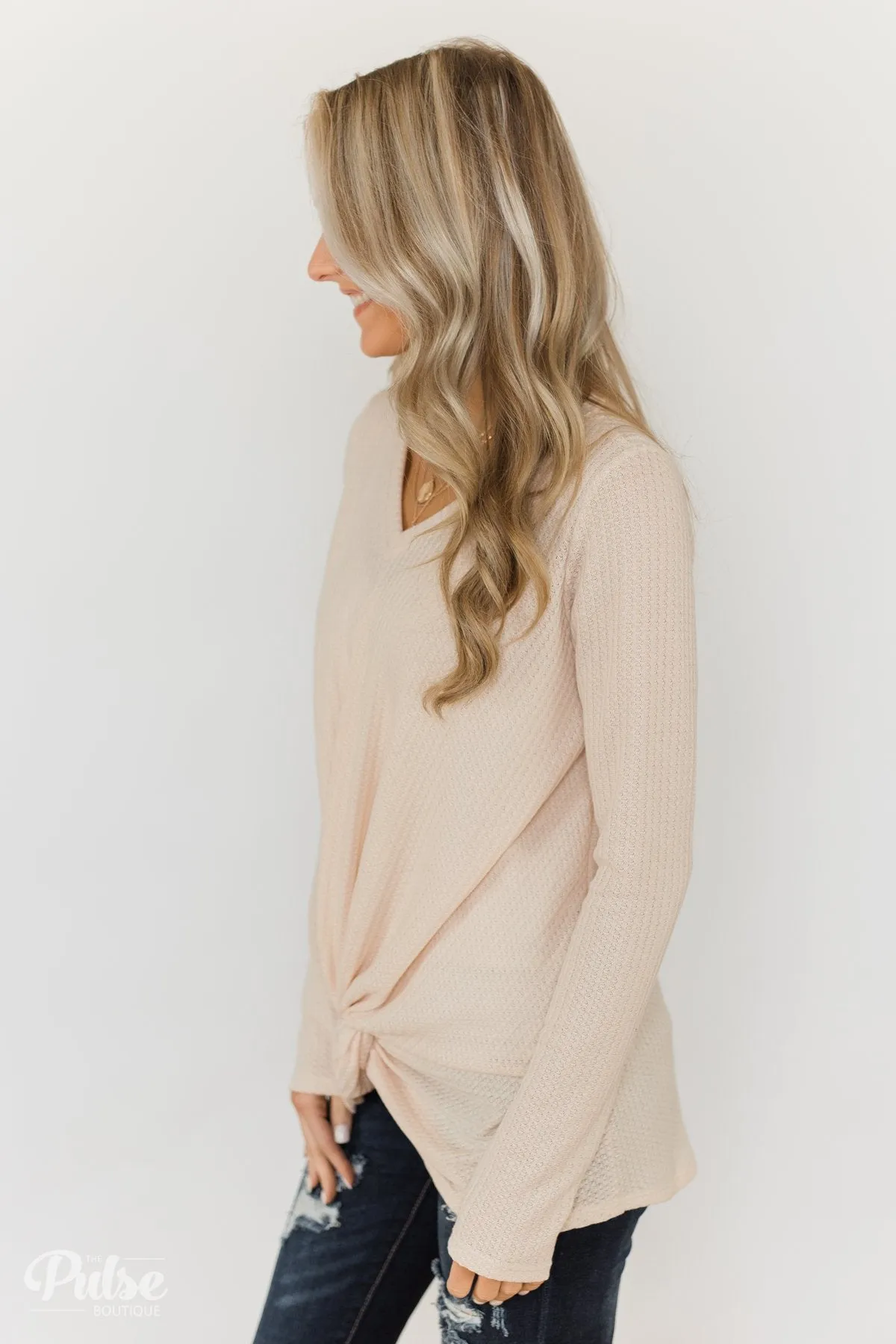 Twist of Something Special Thermal Top- Cream