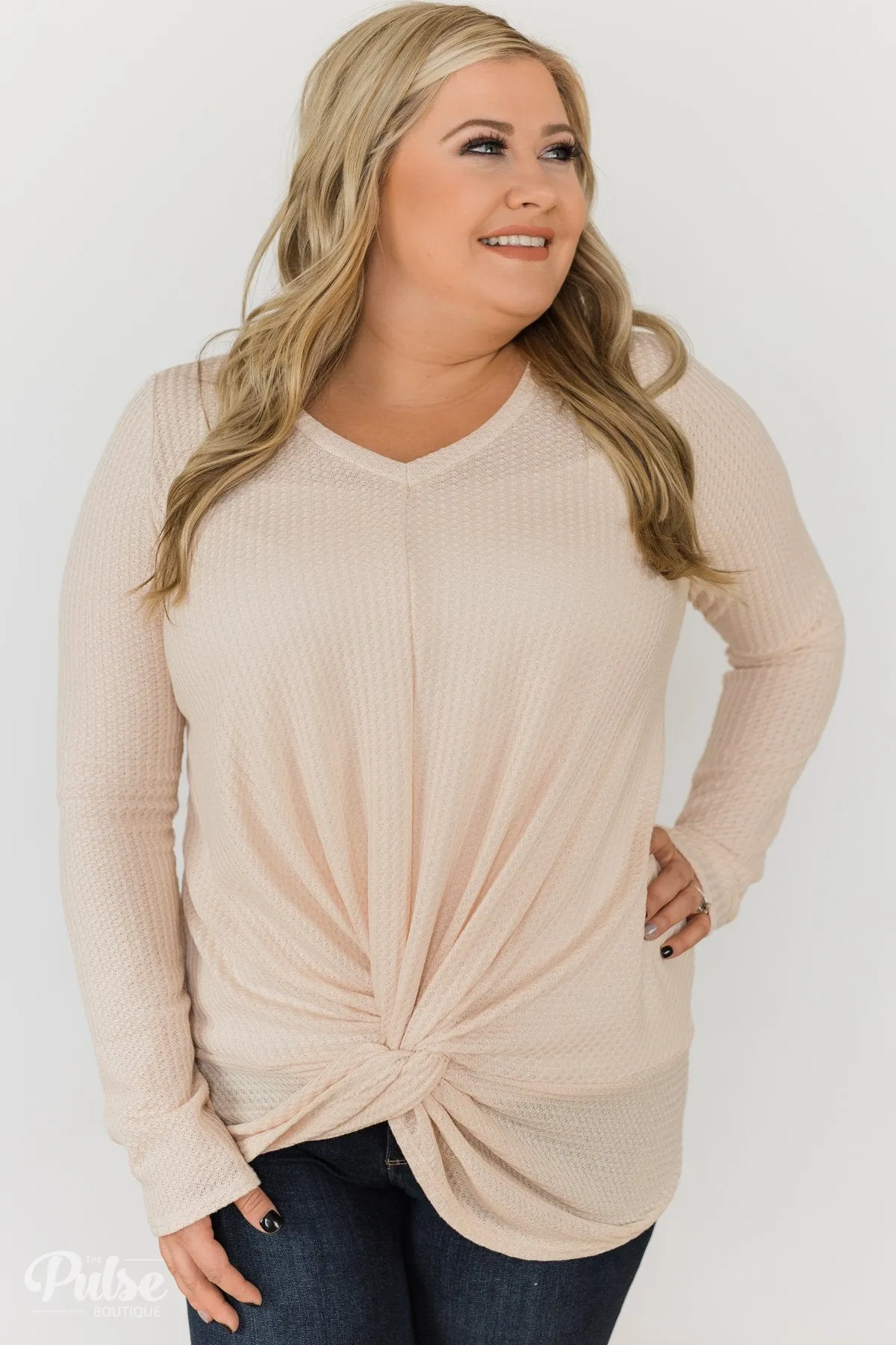 Twist of Something Special Thermal Top- Cream