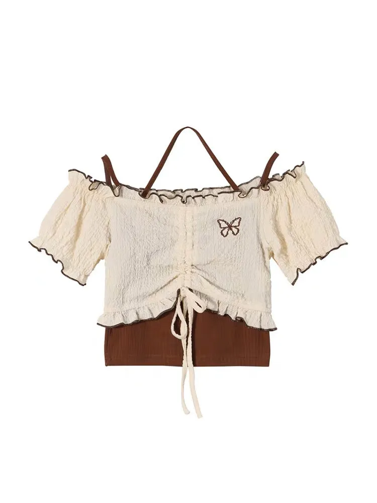 Two-Piece Suspenders Slim-Fit Street Short Tops