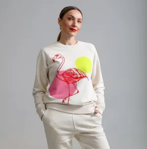 Unisex Graphic Sweatshirt | Flamingo on natural