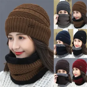 Unisex Thermal Fleece Knitted Balaclava Wool Neck Warmer Scarf Cap